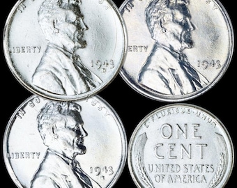 1943 WW2 Steel Wheat Cent Pennies - Complete Set from All 3 Mints (P, D & S) FREE SHIPPING Inside USA