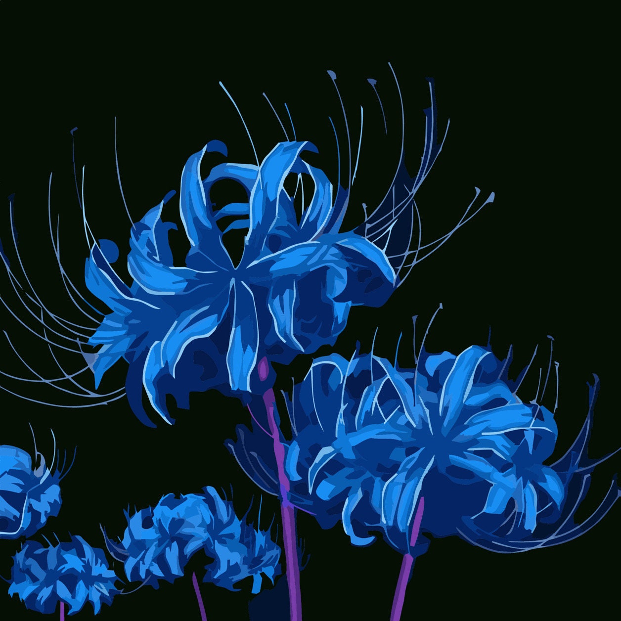 Demon Slayer Blue Spider Lily Paint by Number 20x20cm Etsy
