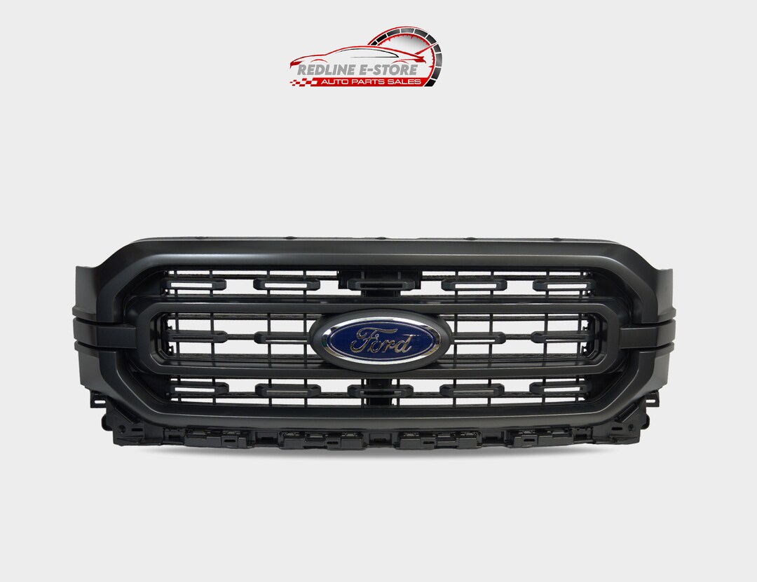 Matter Black Front Bumper Grille For 2021-2023 Ford F-150 XLT - Direct Replacement