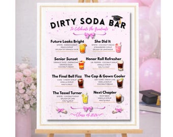 Graduation Dirty Soda Bar Editable in Canva 18" x 24" and 8.5" x 11"
