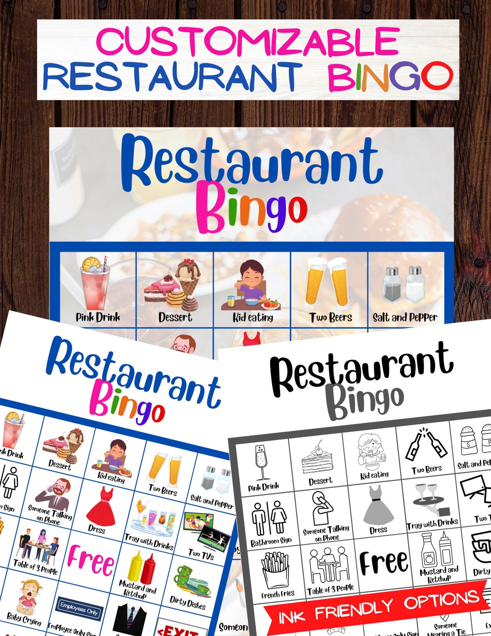 Customizable Restaurant Bingo Game With Images for Toddlers - Etsy