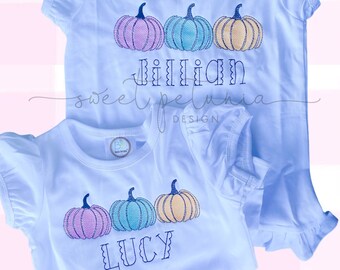 Pumpkins Trio Pumpkin Patch Sketch Girly Halloween Spooky Pumpkins Sketch Trio Sketch Stitch Machine Embroidery Design