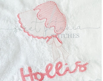 Bonnet Quick Stitch Summer Baby Baby Girl Sun Bonnet Sketchy Sketch Fill Machine Embroidery Design