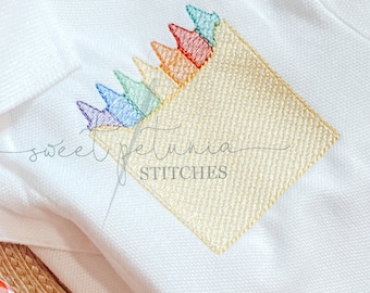 Back To School Mini Design Crayon Coloring Crayons Kindergarten Mini Sketch Fill Stitch Machine Embroidery Design