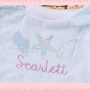 Seashell Conch Shelling Clam Seashells Beachcombing Beachy Satin Stitch Applique Satin Applique Machine Embroidery Design