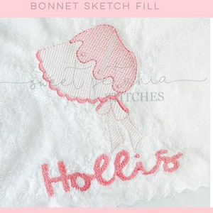 Bonnet Quick Stitch Summer Baby Baby Girl Sun Bonnet Sketchy Sketch Fill Machine Embroidery Design