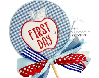 Apple Circle First Day Wand Monogram ITH Frame Applique In the Hoop Diaper Bag Label Embroidered Baby Machine Embroidery Design