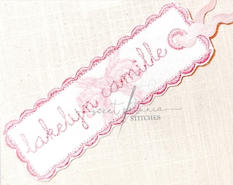 Bookmark Scallop Reading Booktok Book Nerd Reader Gift Teacher ITH Bag Tag Applique In the Hoop Label Embroidered Machine Embroidery Design