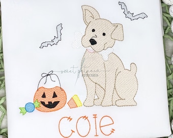 Halloween espeluznante caramelo maíz Jack-O-Lantern bordado perro cachorro niña Halloween caramelo diseño boceto incompleto relleno máquina bordado diseño