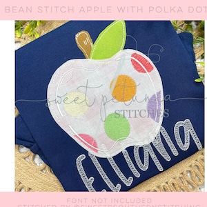 Polka Dot Apfel Apfelpflücken Back to School Kindergarten Lehrer Beanie Applikation Vintage Quick Stitch Applikation Maschinenstickerei