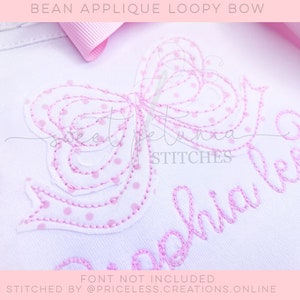 Girly Baby Girl Bow Loopy Sweet Baby Newborn Girl Bow Applique Bow Bean Stitch Applique Quick Stitch Vintage Machine Embroidery Design