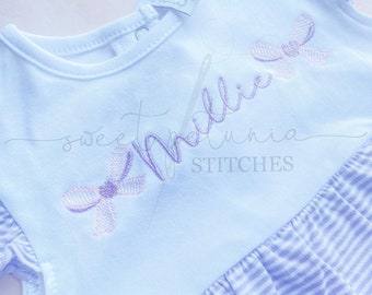 Mini Hand Tied Bow Girly Bow Minis Tricolor Bow Monogram Bow Motif Satin Fill Mini Sketch Fill Stitch Machine Embroidery Design