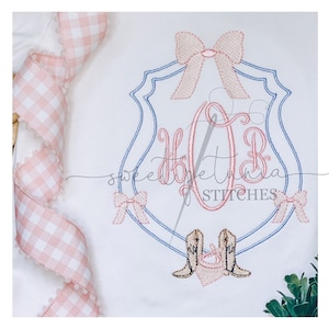 Rodeo Cowgirl Boot Bandana Western Boho Sketch Fill Satin Border Crest Monogram Frame Machine Embroidery Design