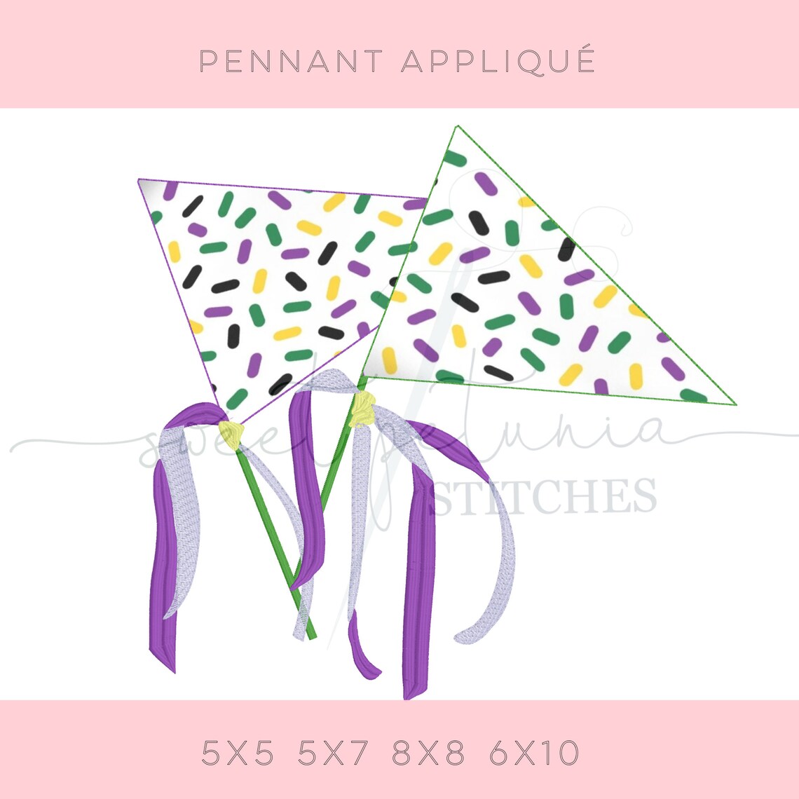 Pennant Banner Ribbon Bean Stitch Applique Fill Sketch Machine ...