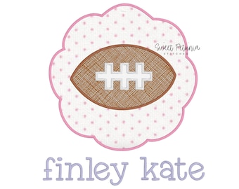 Football Scallop Applique Girly Football College Football Gameday OutfitSatin Stitch Applique Machine Embroidery Design