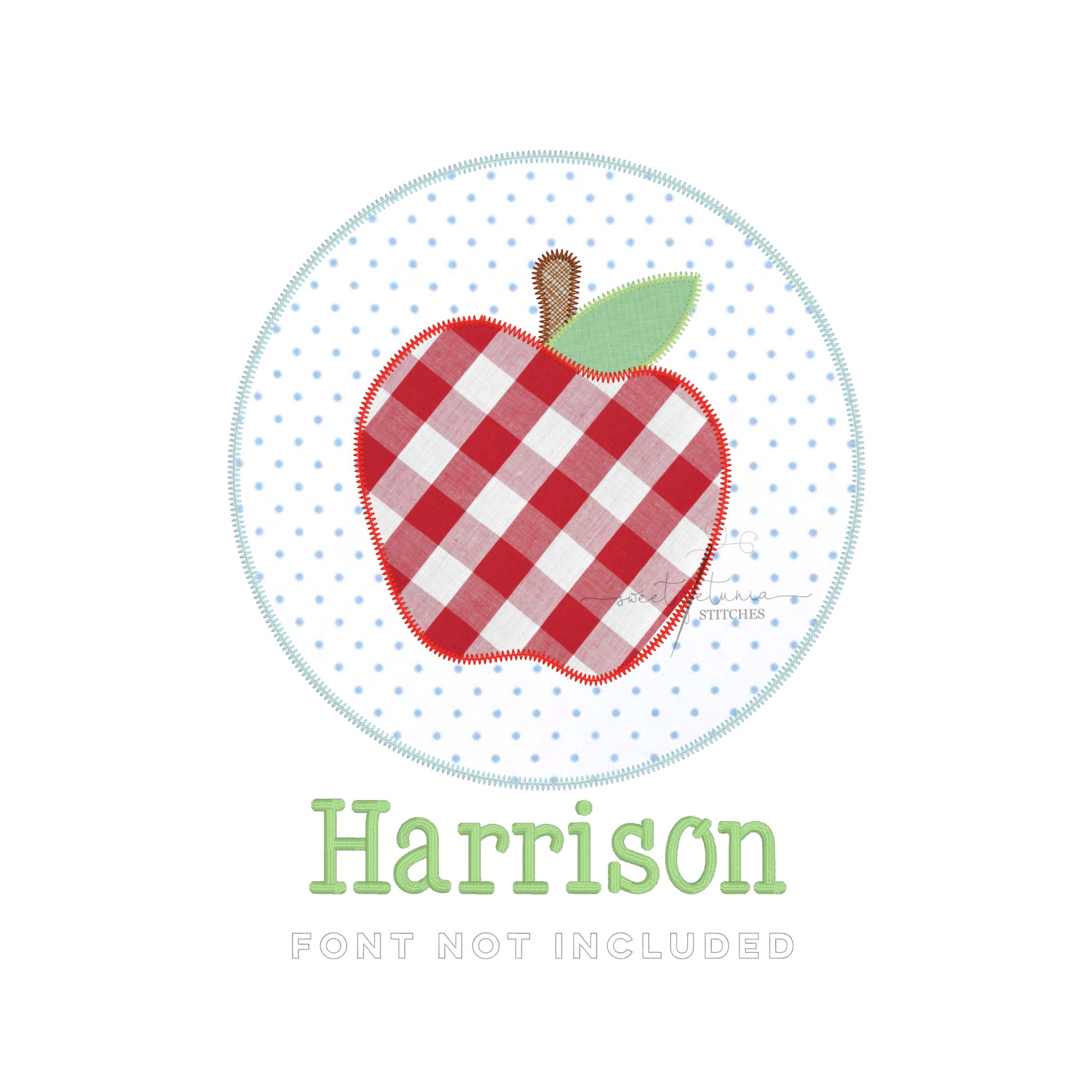 Apple Apples Apple Picking Patch Back to School Kindergarten Teacher Circle ZZ Applique  Zig Zag Stitch Applique Machine Embroidery Design
