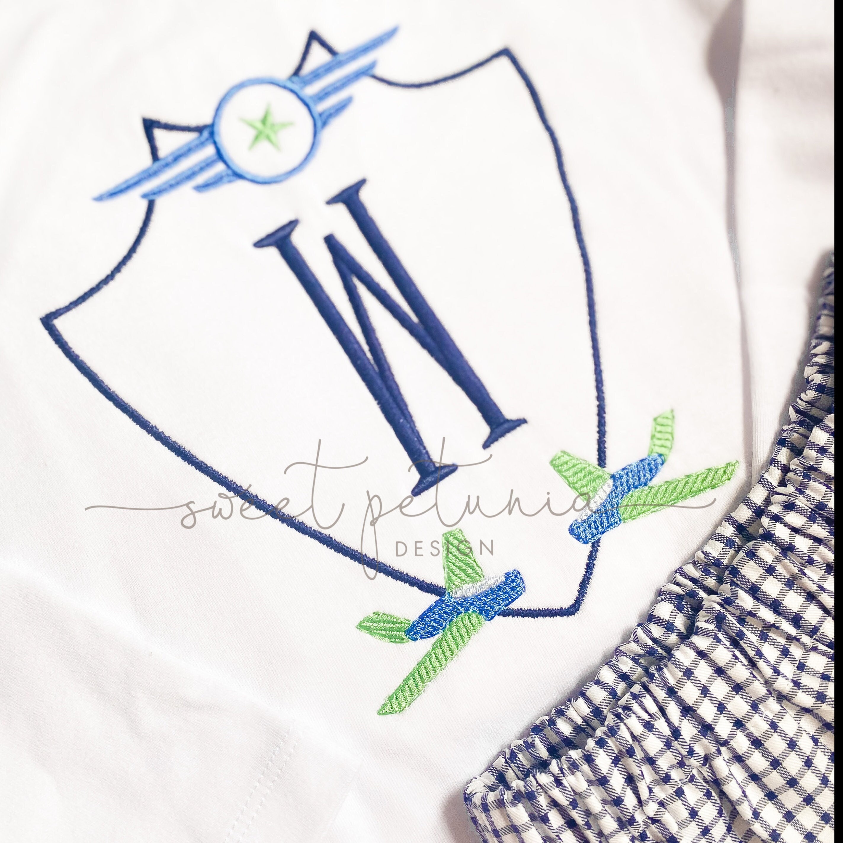 Aviation Airplane Pilot Transportation Planes Wings Boy Fill Satin Border Crest Monogram Frame Machine Embroidery Design