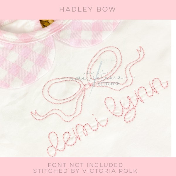 Bow Textured Ribbon Bow Loopy Girly Sweet Baby Newborn Girl Bow Bean Stitch Blitz Stitch Machine Embroidery Design