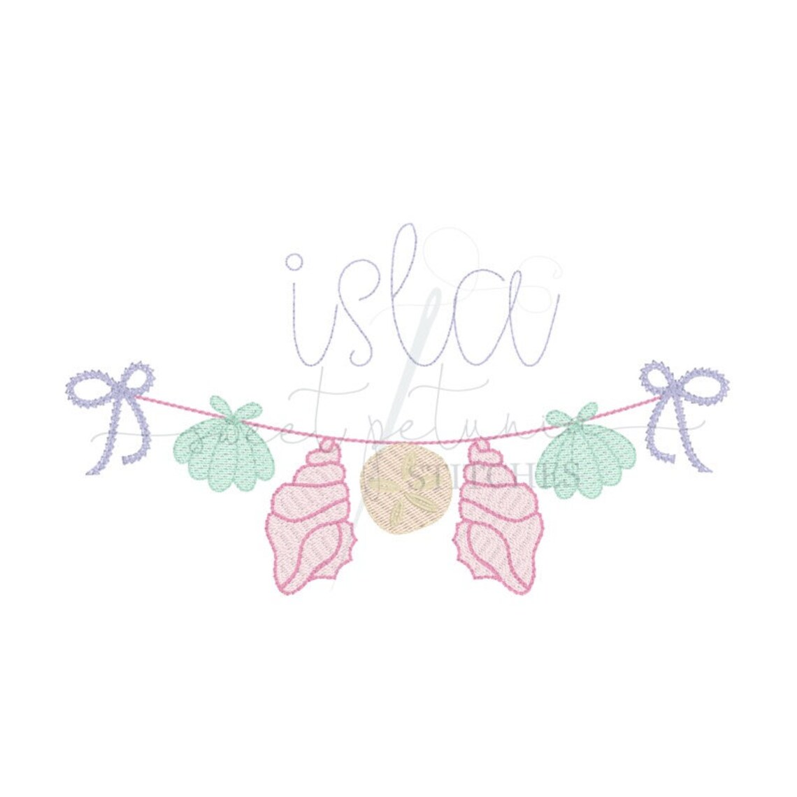 Girly Mermaid Banner Monogram Frame Seashell Conch Clam Seashells ...