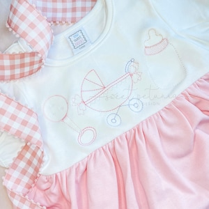 Baby Girl Trio Bean Stitch Carriage Bows Baby Doll Machine Embroidery Design