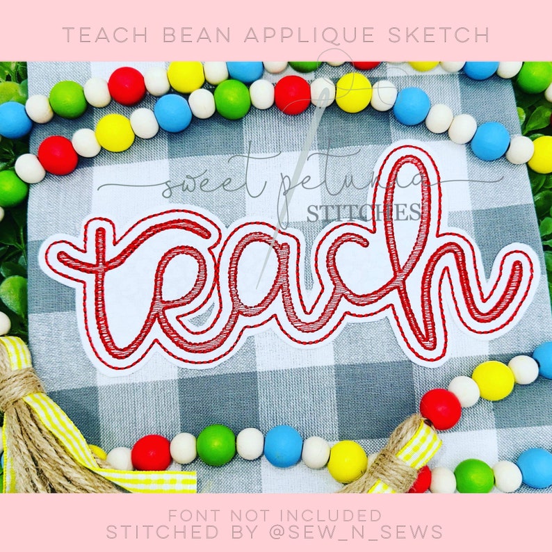 Teach Back to School Teacher Appreciation School Bean Stitch Applique ...