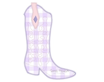 Cowboy Boot Rodeo Western Boho Cowgirl ZZ Stitch  - Zig Zag Applique Machine Embroidery Design • Digital Download •