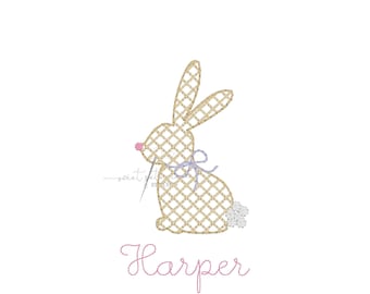Bunny Cross Stitch Mini Hand Stitched Bunny Rabbit Easter Mini Vintage Easter Bunny Mini Vintage Stitch Motif Machine Embroidery Design