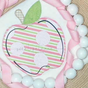 Polka Dot Apfel Apfel pflücken zurück in die Schule Kindergärtnerin Zick Zack Stich Applikation Maschinenstickerei Design