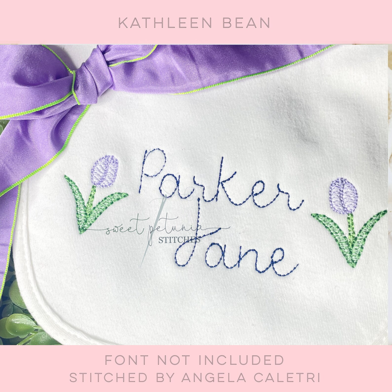 Kathleen Font Girly Bean Stitch Font Cursive Embroidered Font BX Bean ...