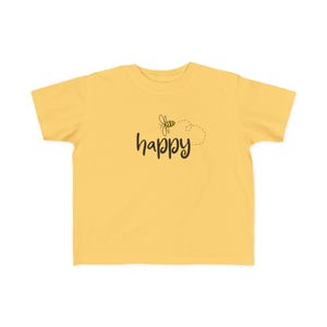 Bee Happy, Kid&#39;s Fine Jersey Tee, Be Happy, Children&#39;s Shirt, Toddler T-Shirt, 2T 3T 4T 5-6T