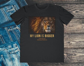 私のライオンは大きい、メンズ軽量ファッションTシャツ、ユダのライオン、クリスチャンTシャツ、宗教アパレル