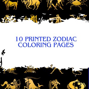 Grayscale Zodiac Coloring Pages, Women Horoscope Coloring Pages, Set of 10 Adult Coloring Pages, Sagittarius Coloring Book, BONUS PAGES INCL