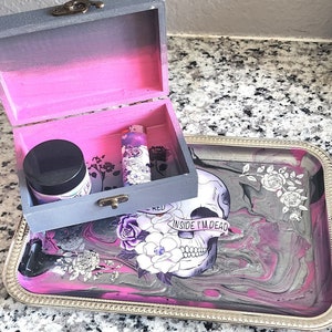 Dead Inside Metal Rolling Tray Set with Lighter, Stash Box and Jar