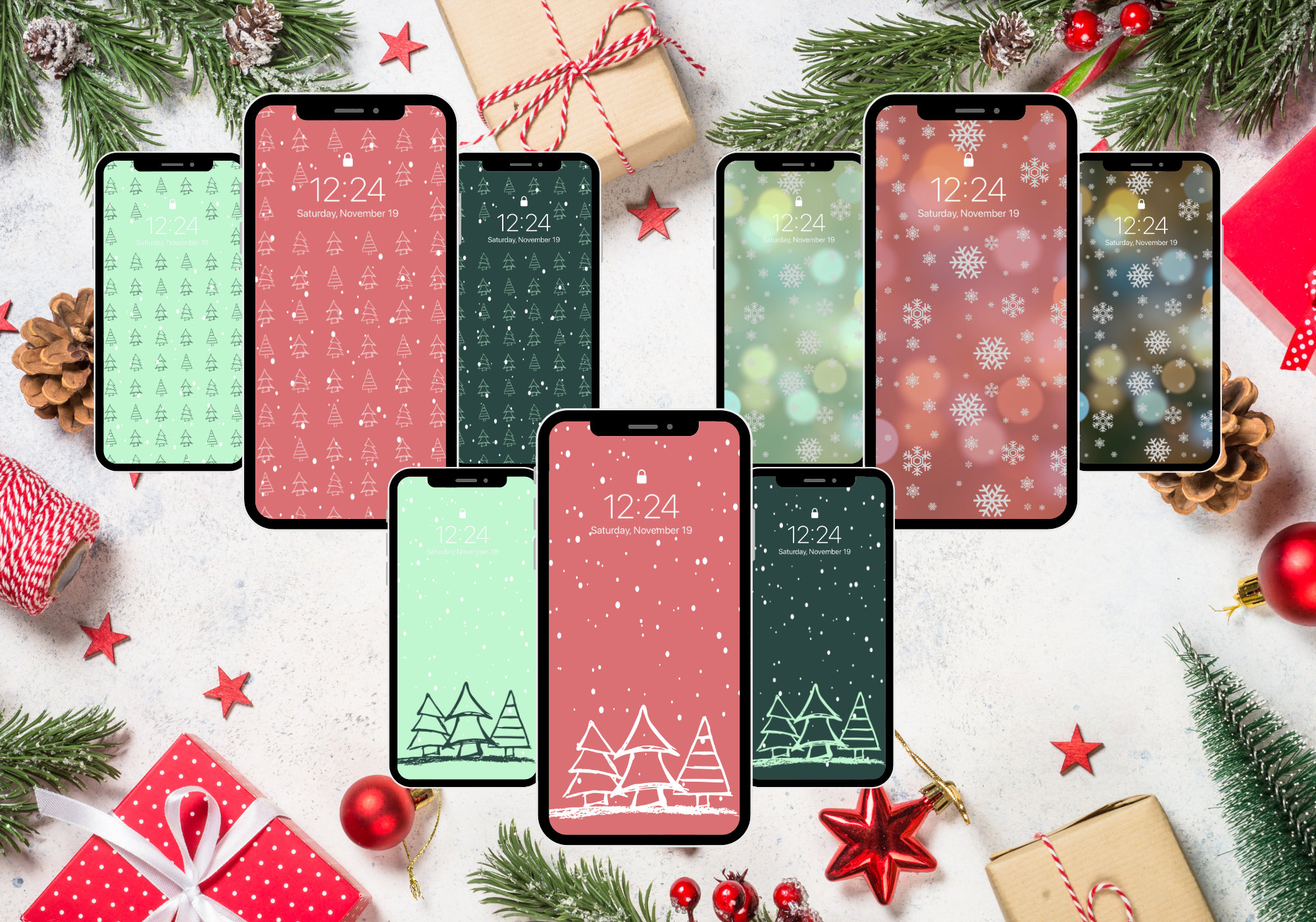 IPhone Christmas Holiday Lock Screen and Wallpaper Ios 16 - Etsy