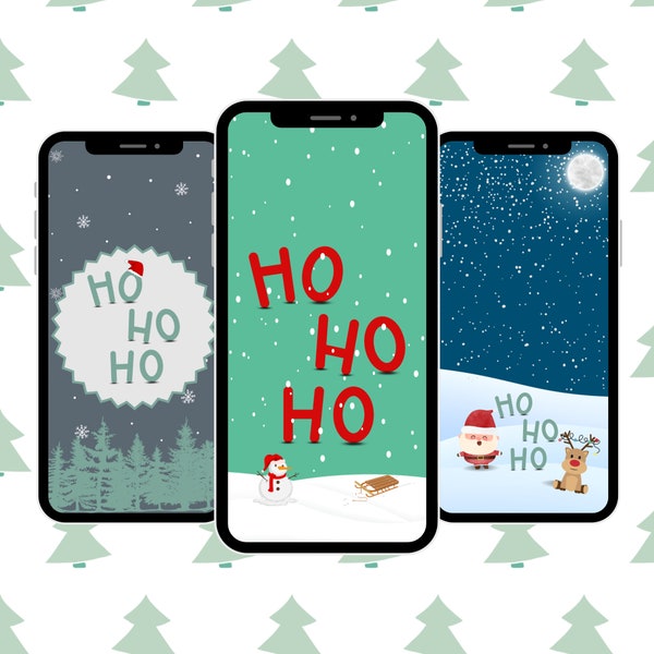 Children Friendly Christmas iPhone Wallpaper  (Set of 3) | Holiday Lock Screen | Instant Digital Download