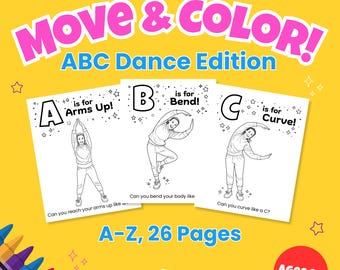 Alphabet Coloring Pages | ABC Dance Movement Activity for Kids (Ages 3+)