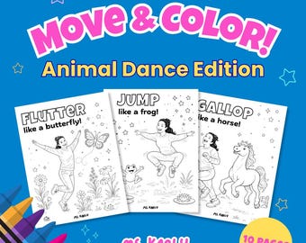 Animal Coloring Pages | Animal Dance Movement Activity for Kids (Ages 3+)