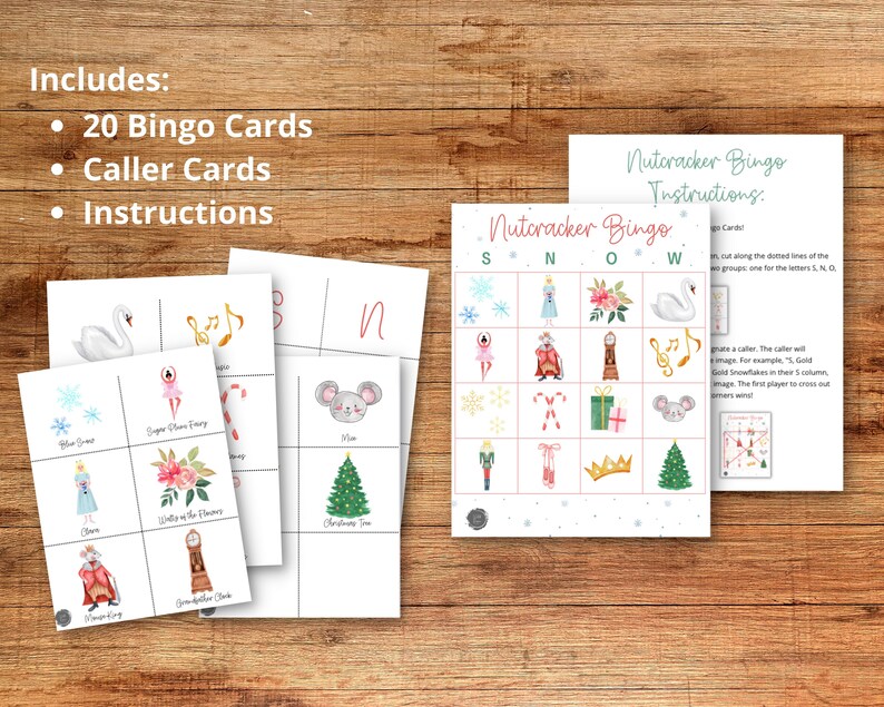 Nutcracker Bingo Cards Etsy