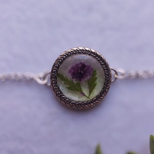Pressed Wild Flower Bracelet/ Resin Jewelry/ Real Flower Bracelet/ Gift for Her