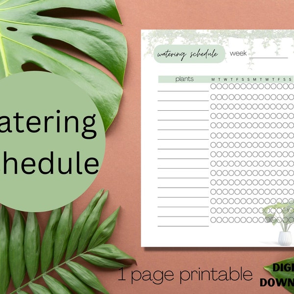 printable/digital plant watering schedule