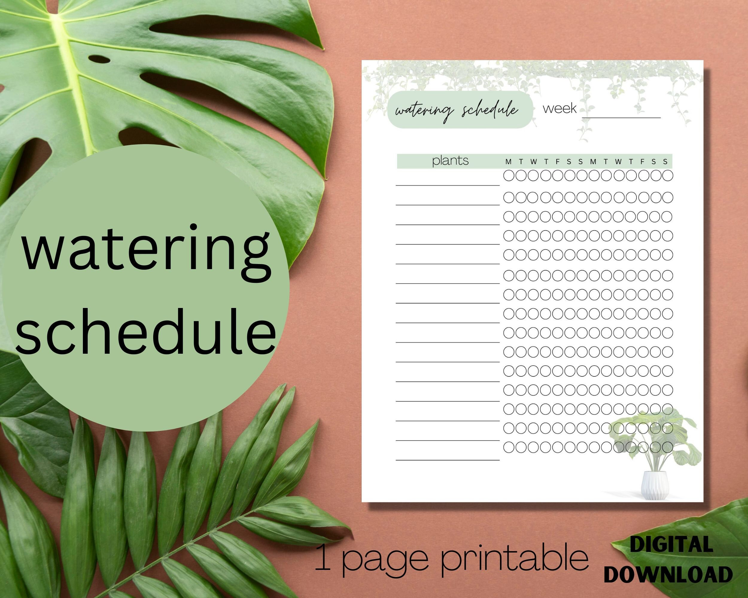 Printable/digital Plant Watering Schedule - Etsy