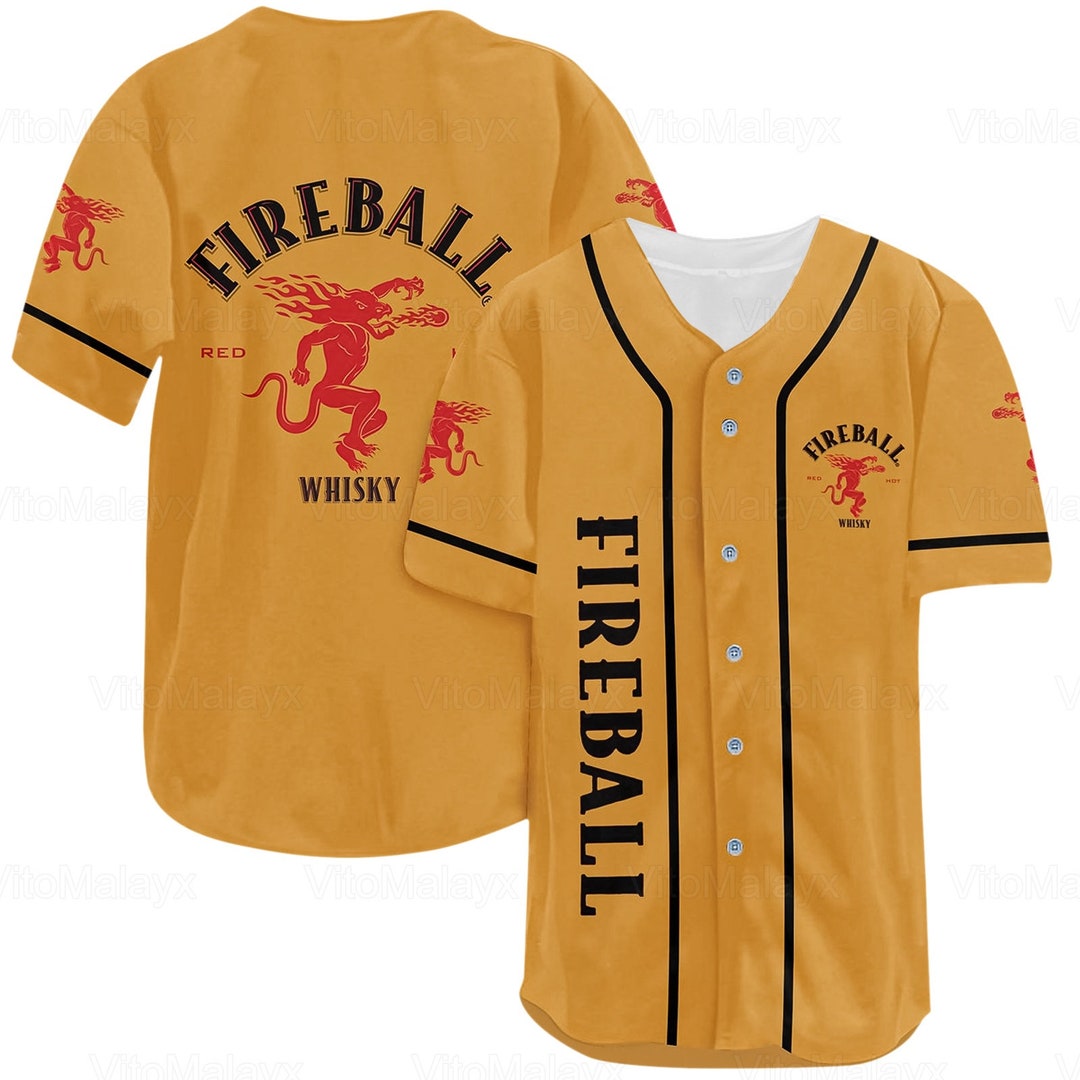 Fireball Baseball Jersey Fireball Jersey Shirt Fireball Etsy