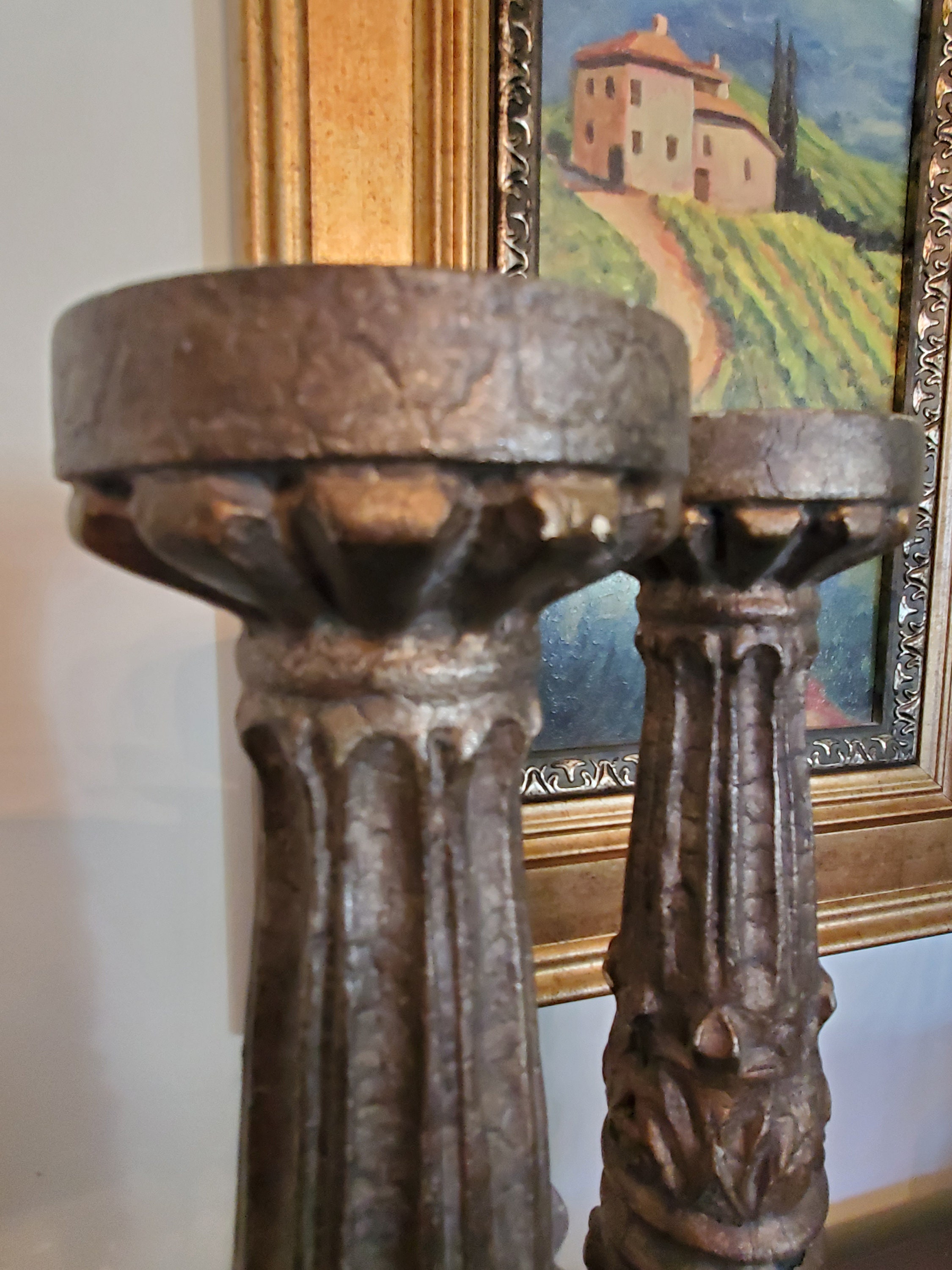 Rustic Pillar Candle Holders Beautiful Patina Accent for Any Etsy
