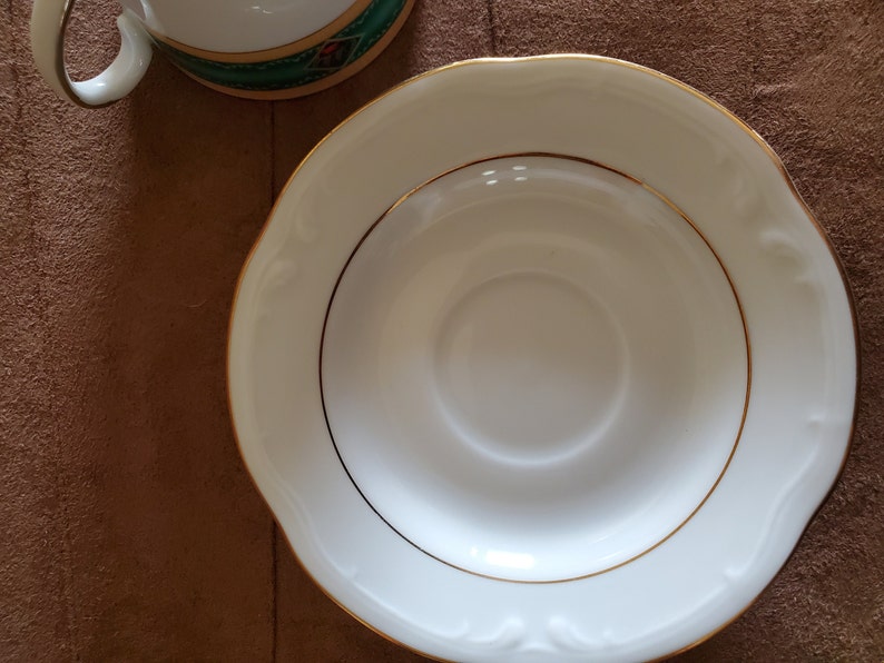 Art Deco Tea Cup and Saucer Gold With Green Design Cup and Etsy