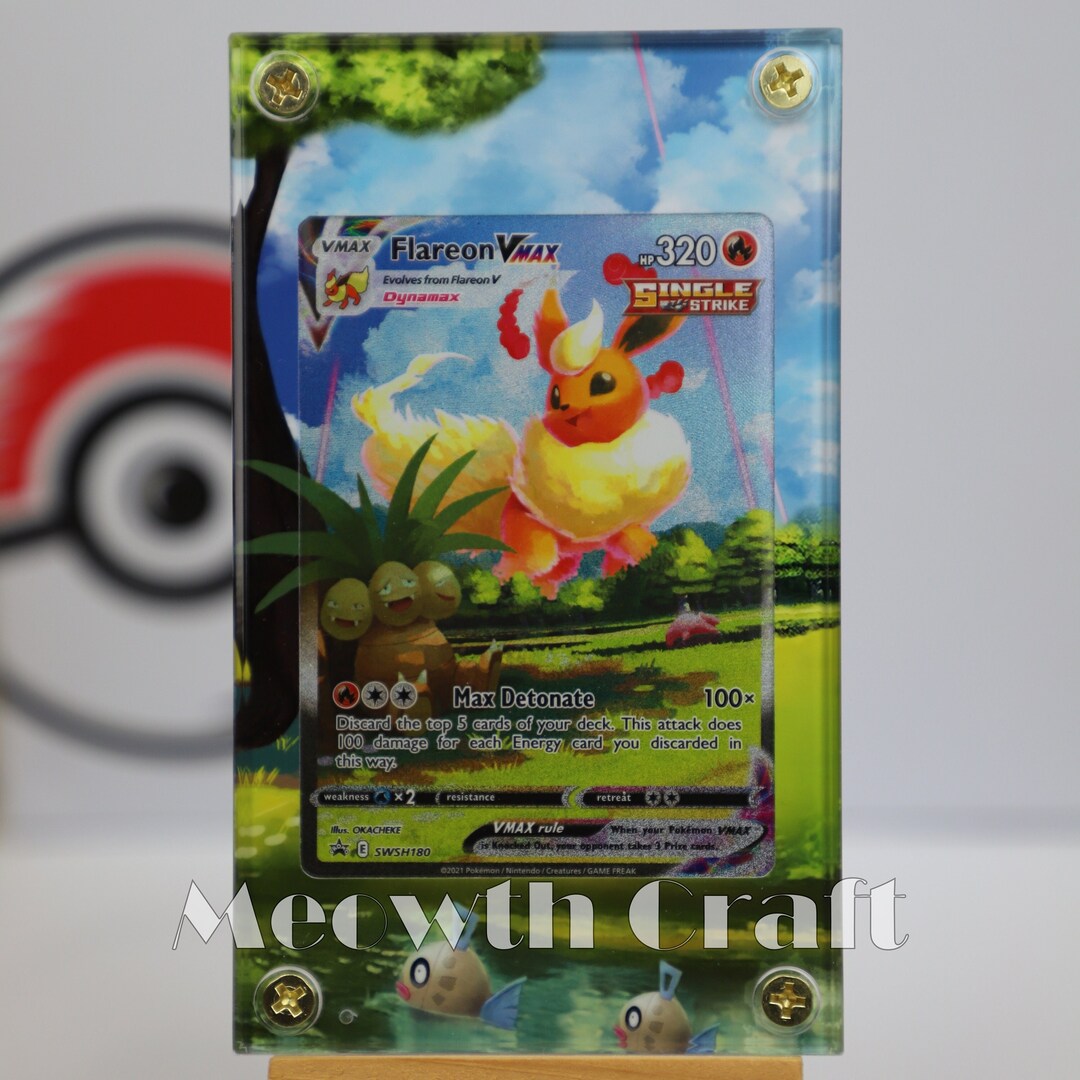 Flareon VMAX Alt Art Custom Pokemon Card Display for Ultrapro