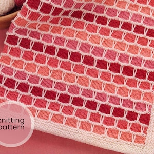 Pink Slip-stitch Afghan Baby Blanket Knitting Pattern PDF