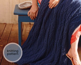 Textured Knots Throw Blanket Knitting Pattern PDF