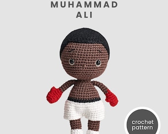 Patrón de crochet para el muñeco Muhammad Ali: Boxer amigurumi (Descarga PDF)