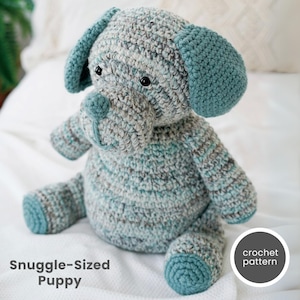 Grand chiot mignon au crochet Tutoriel amigurumi bricolage de taille câlin au format PDF facile pour peluche faite main à téléchargement immédiat