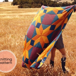 Colorful Intarsia Knitted Picnic Afghan Blanket Pattern PDF